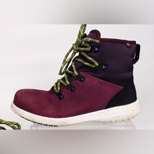 BOGS Cypress Plum Leather Ankle Safety Hard Toe Work/ Snow Boots-Women’s 8